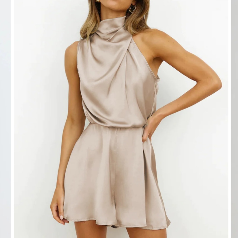 Commense Ruched Satin Jumpsuit